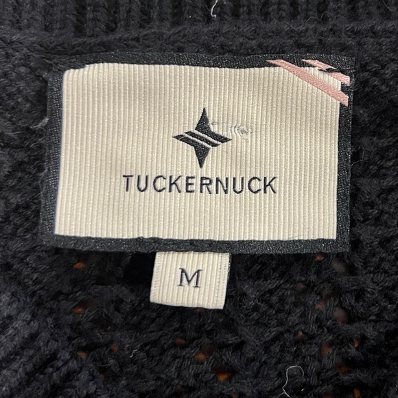 Tuckernuck Irene v neck black with white trim cotton crop sweater Medium - Picture 7 of 9